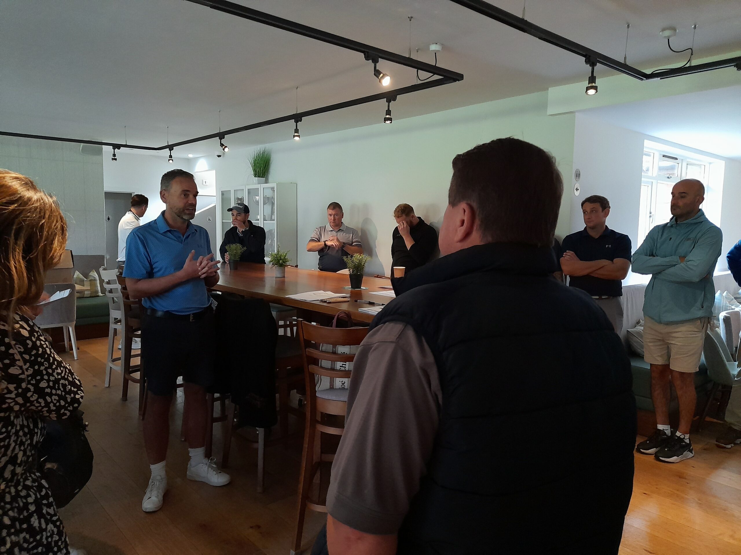 AD Construction Group's Chief Executive Steve Doyle welcoming golfers from various consultants and clients to the event.